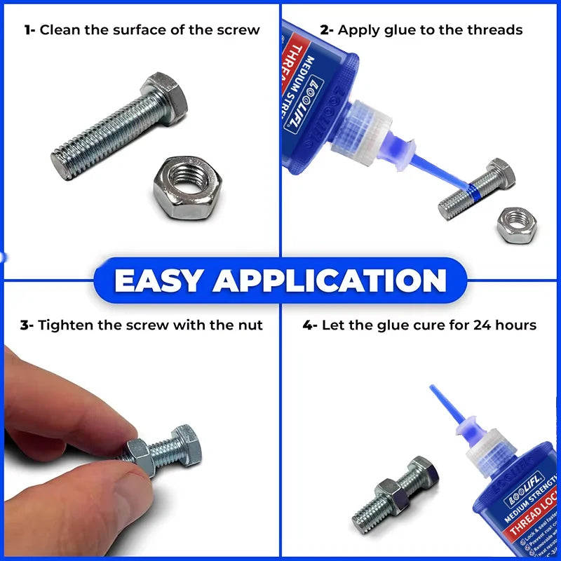 LOOLIFL Blue Thread Locker 243 Nuts-Bolts Locker, Screw Adhesive Lock Tight Seal Fasteners Anaerobic Curing Metal Glue,Rustproof Beauty World Shop