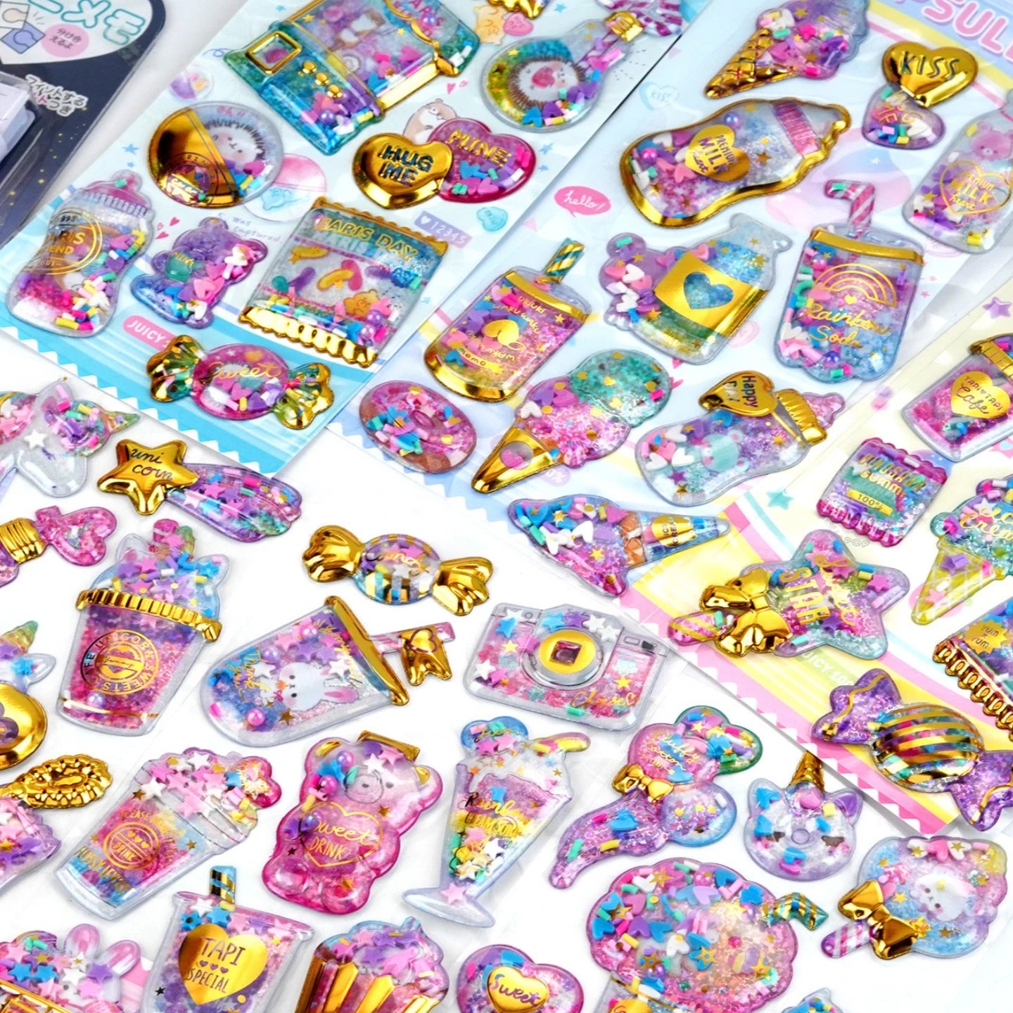 Kawaii Capsule Sparkling 3D Stickers Scrapbooking Diy Journal Stationery Sticker Cute Deco Art School Supplies Beauty World Shop