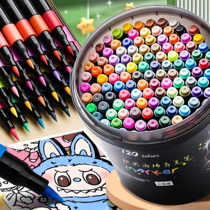 24/36/48/60/80/120 Bucket-cap Soft-Head Acrylic Marker Pen - Specially Designed for Students in Art Class, with Strong Coverage. Beauty World Shop
