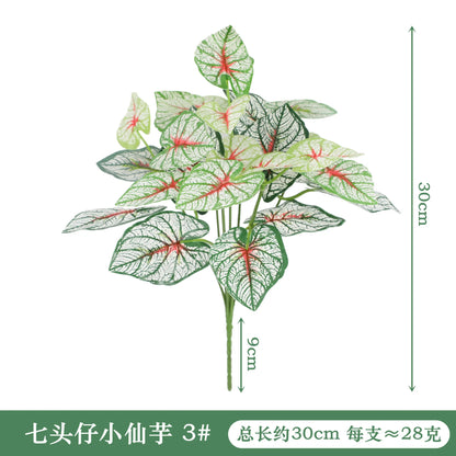 Artificial Plants Leaves Silk Tortoiseshell Leaf Dieffenbough Fake Small Fairy Taro Simulation Green Plant Living Room Decor Beauty World Shop