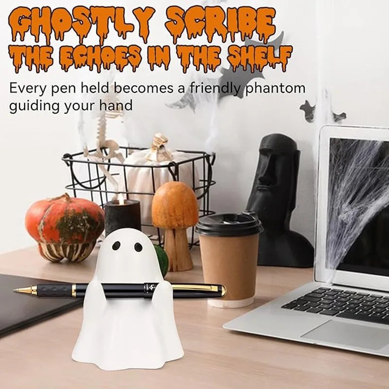 Cute Halloween Ghost Pen Holder Little Ghost Statue Design Pencil Support for Home Office Desktop Decoration Beauty World Shop