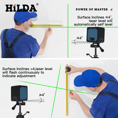 HILDA 2-Line Green Laser Level Self-Leveling Cross Line, Mini Size USB Charging Convenient to Carry High Visibility Beams Beauty World Shop