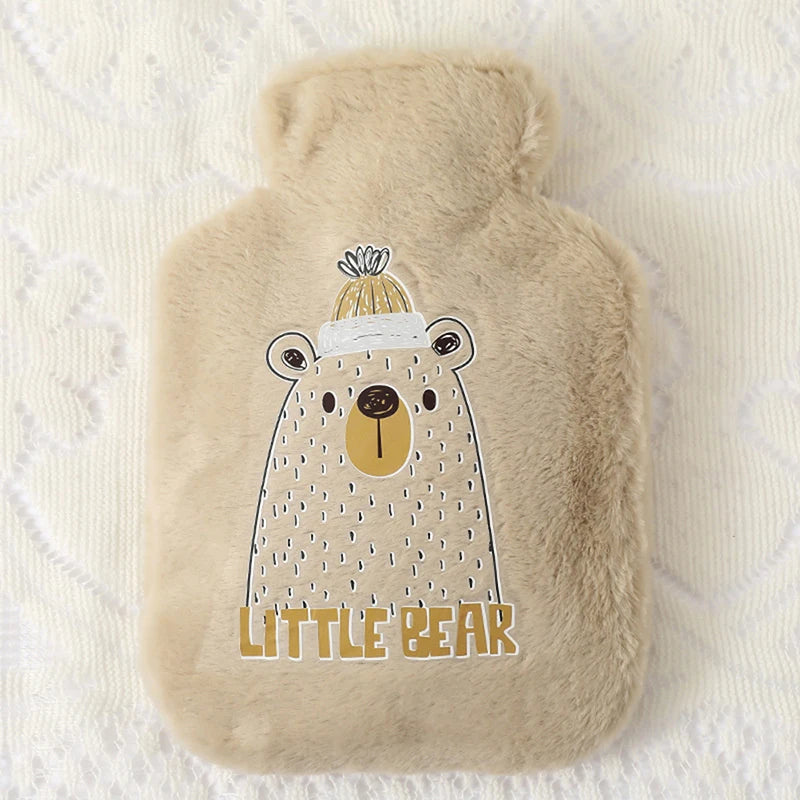 Cartoon Plush Rabbit Bear Hot Water Bottle Water Filling Velvet Small Portable Student Hand Warmer Cute Warm Water Bag Beauty World Shop