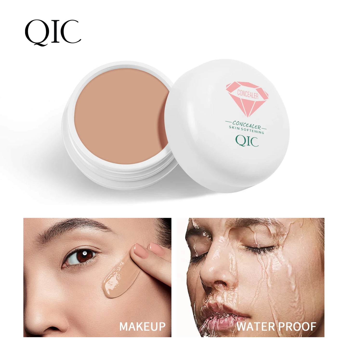 QIC Waterproof & Sweatproof Concealer Cream - Tattoo coverage, Long-Lasting Foundation, Natural,Full coverage, All Skin Types Beauty World Shop