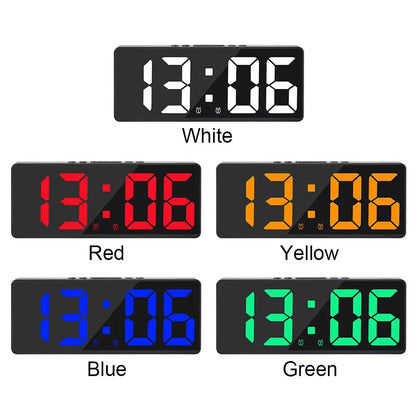 Creative Number Clock Color Nightlight Temperature Calendar Alarm Clock LED Large Number Electronic Clock Backlight Home Decor Beauty World Shop
