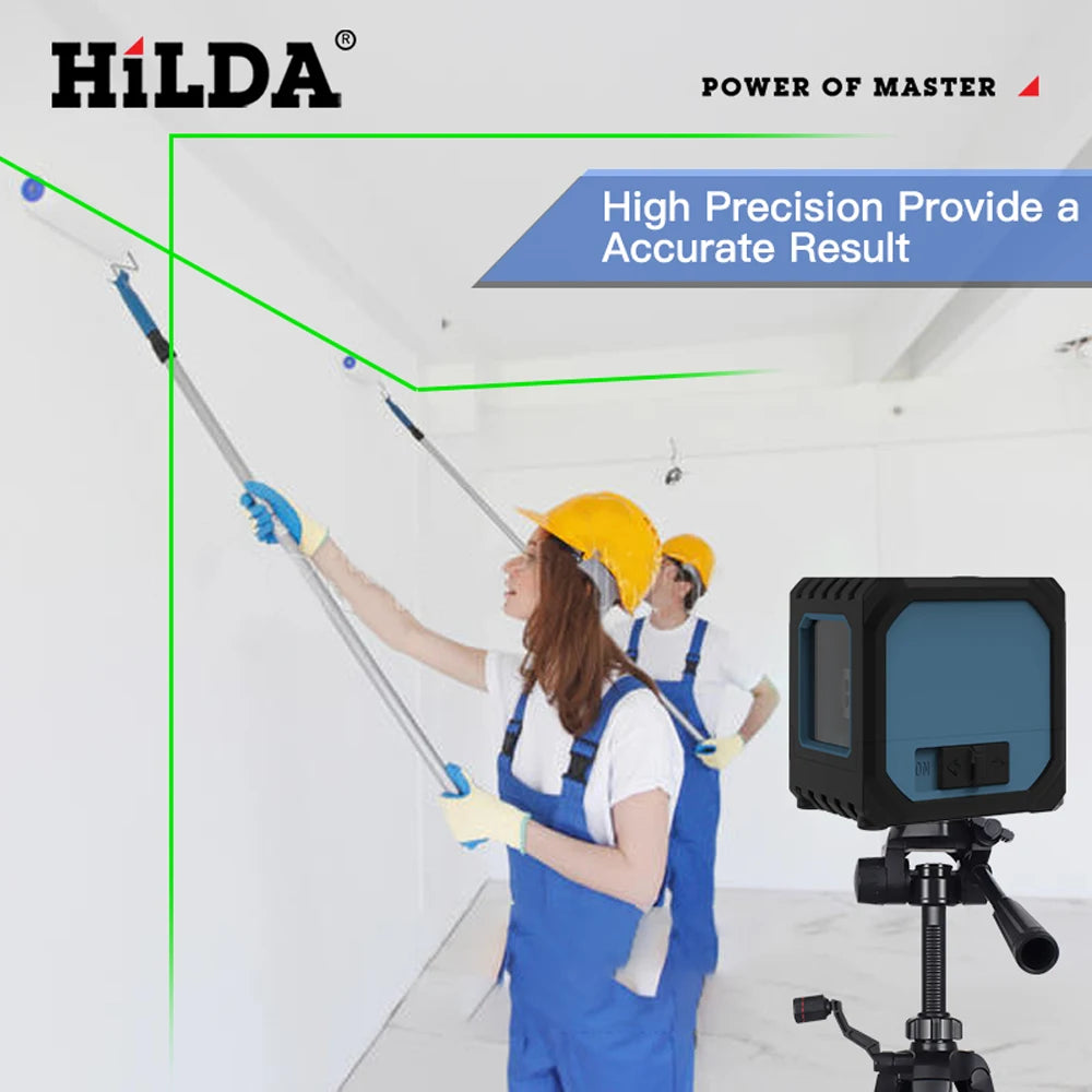 HILDA 2-Line Green Laser Level Self-Leveling Cross Line, Mini Size USB Charging Convenient to Carry High Visibility Beams Beauty World Shop