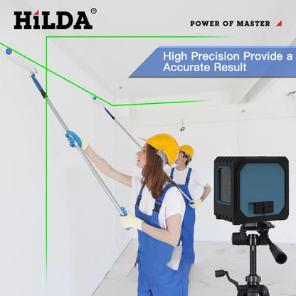 HILDA 2-Line Green Laser Level Self-Leveling Cross Line, Mini Size USB Charging Convenient to Carry High Visibility Beams Beauty World Shop