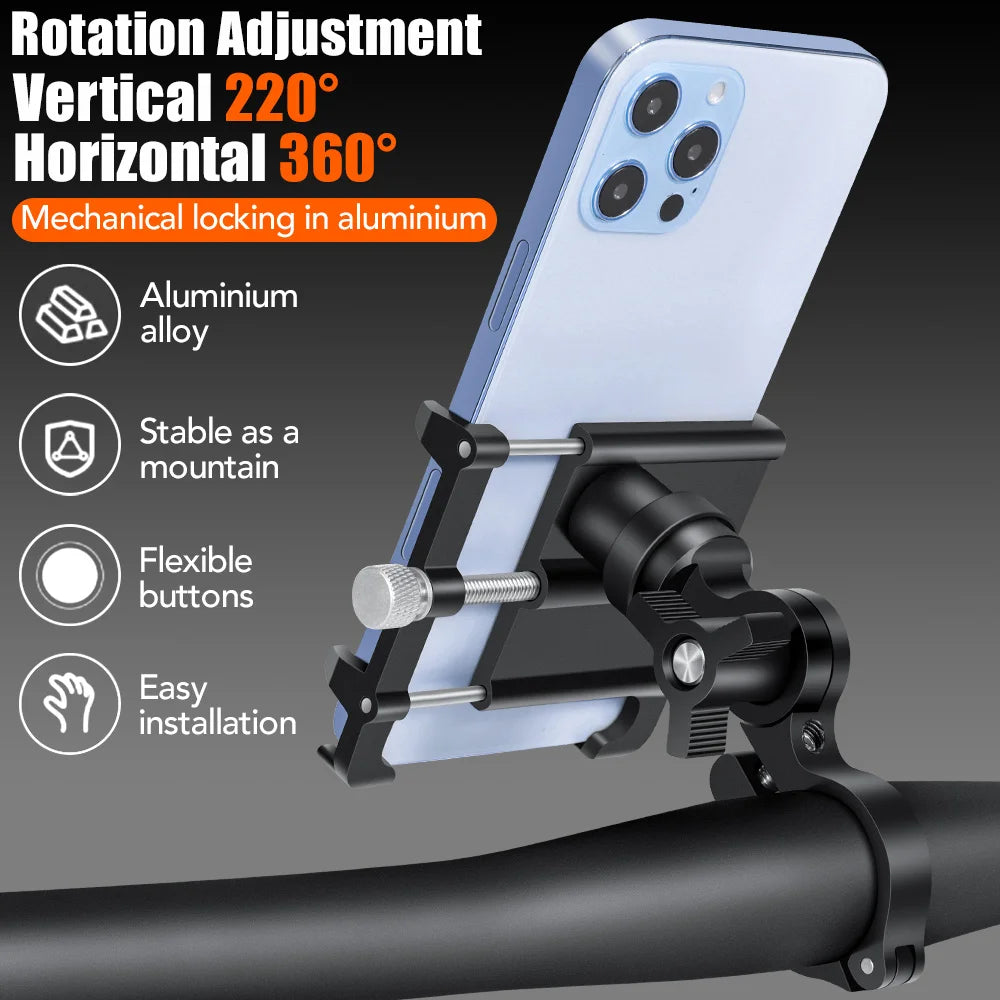 NEWBOLER MTB Phone Mount Stand Bicycle Holder 360° Rotatable Aluminum Adjustable Bike Phone Holder Non-slip Cycling Bracke Beauty World Shop