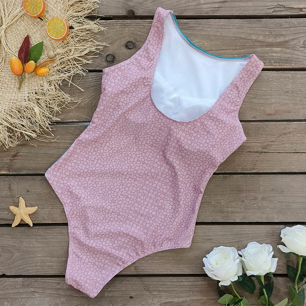 2026 New Printed One-piece Swimsuit Classic Printed Lace Up Swimsuit Women's Push Up Flower One-piece Suit Beach Wear For Female Beauty World Shop
