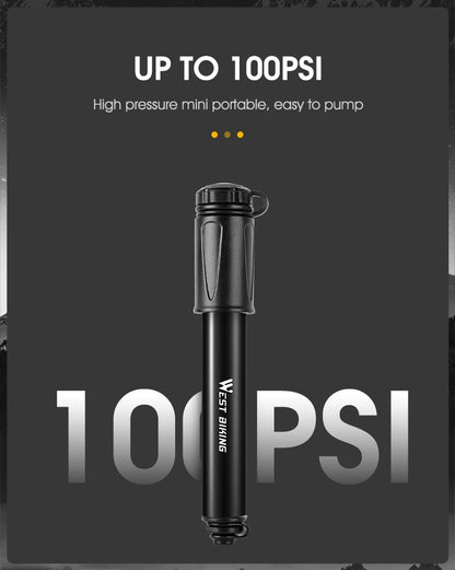 WEST BIKING Mini Bike Pump 100PSI Schrader Presta Valve MTB Road Cycling Pump Aluminum Alloy Bicycle Hand Air Pump Tire Inflator Beauty World Shop
