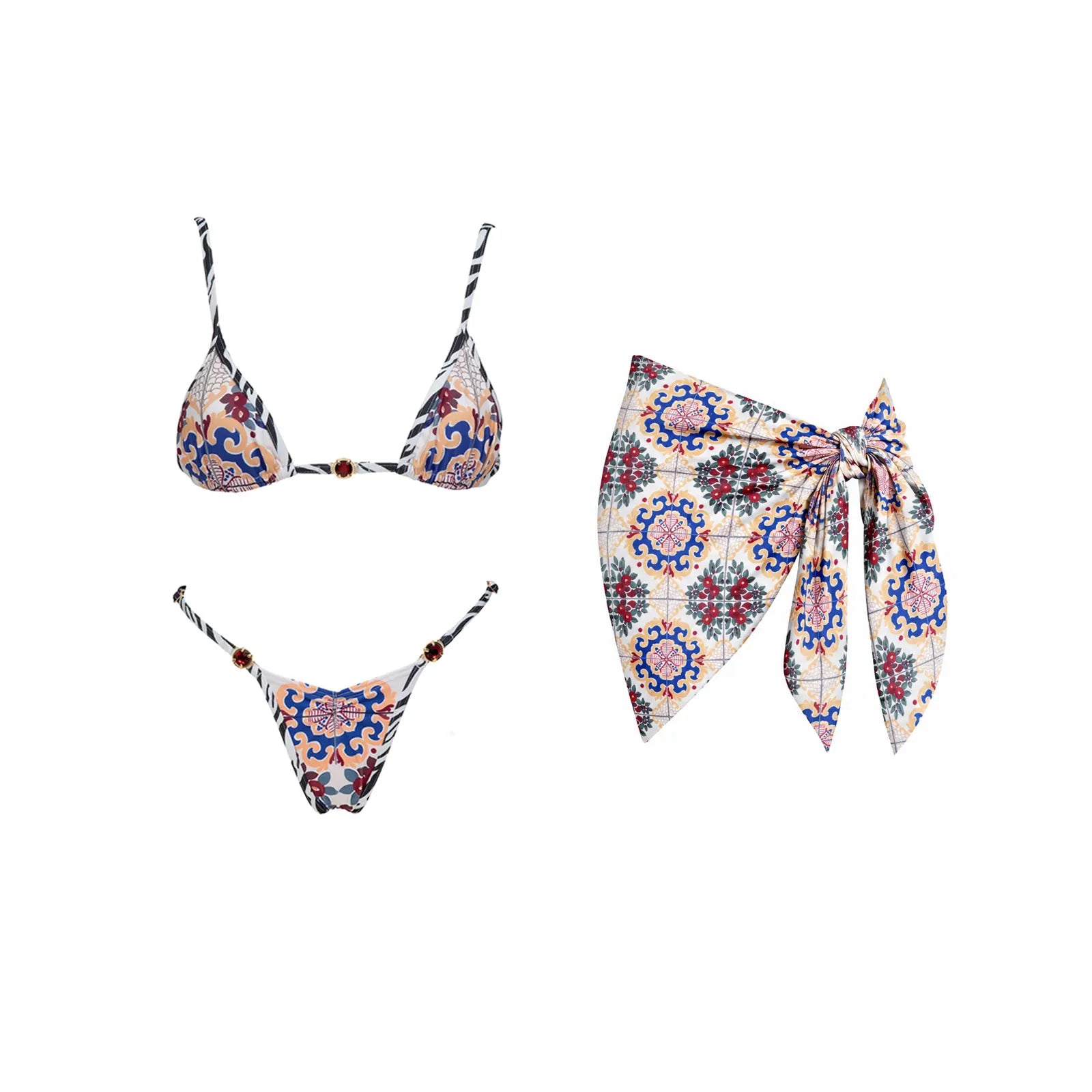 2026 New High Quality Elegant One Piece Swimsuit And Skirt Print Deep-V Lace-up Women Bikini Set Swimwear Party Bathing Suit Beauty World Shop