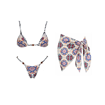 2026 New High Quality Elegant One Piece Swimsuit And Skirt Print Deep-V Lace-up Women Bikini Set Swimwear Party Bathing Suit Beauty World Shop