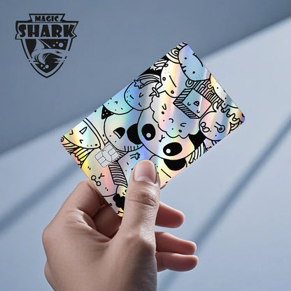 Magic Shark Skull Panda Hunter Broke Blue Eyes Dragon Laser Holographic Sticker Cover Film Skin for Credit Bank Debit Card Beauty World Shop