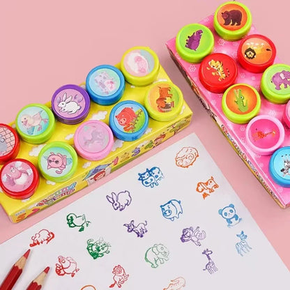 10pcs Assorted Stamps for Kids Self-ink Stamps Children Toy Stamps Smiley Face Seal Scrapbooking DIY Painting Photo Album Decor Beauty Fashion