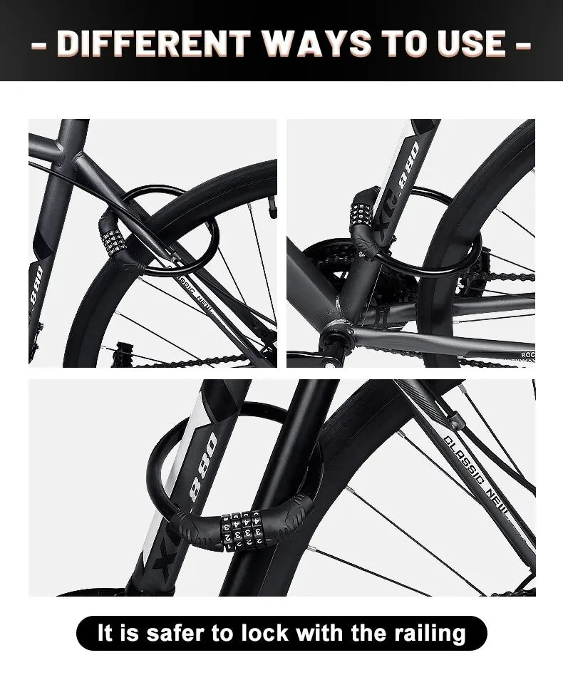 Bike Lock Mountain Bike Portable Security 4-digit Code Bike Lock for Bicycle Motorcycle Scooter Beauty World Shop