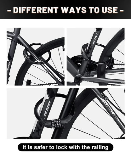 Bike Lock Mountain Bike Portable Security 4-digit Code Bike Lock for Bicycle Motorcycle Scooter Beauty World Shop