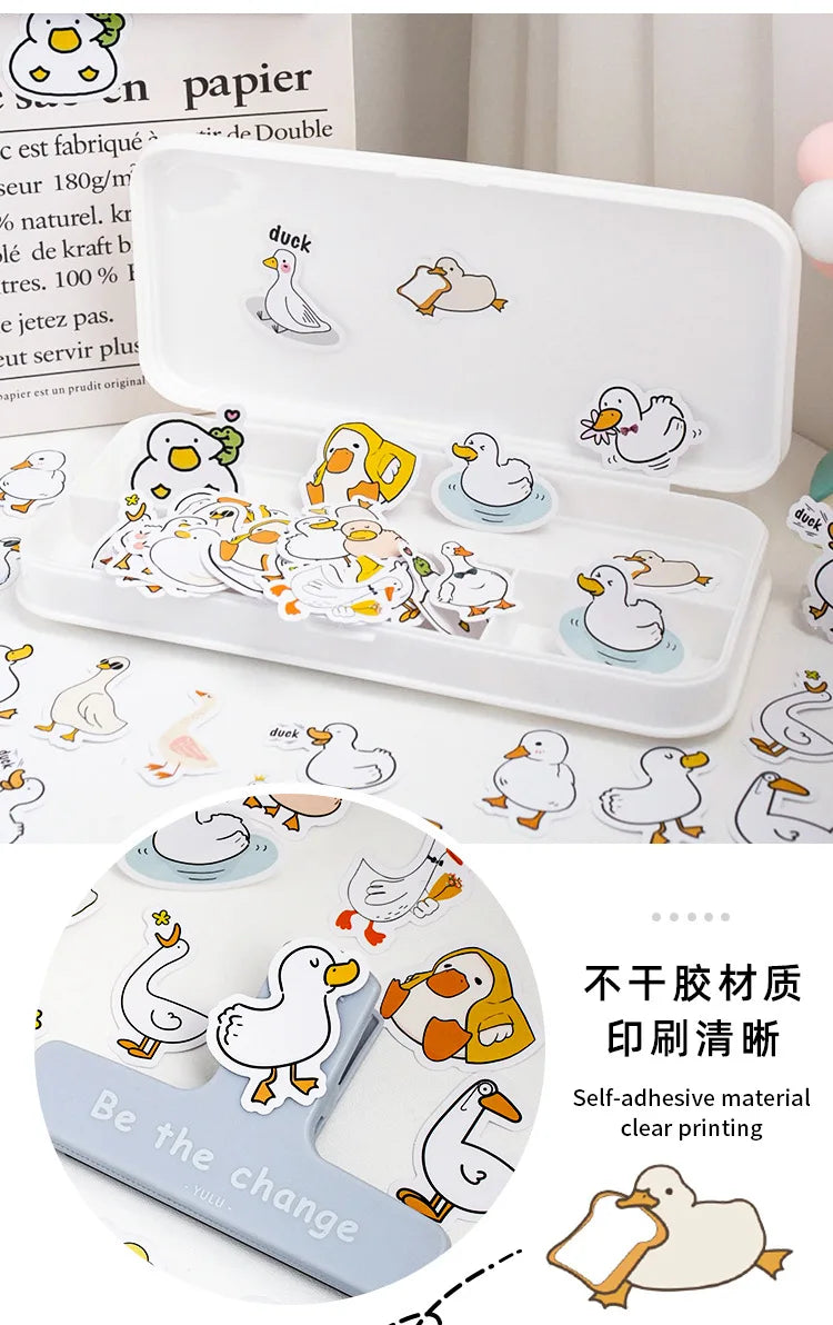 Etori Life46pcs/pack Good Life Duck Album decorative stickers Self-adhesive stickers for DIY student stationery notebook diary Beauty World Shop