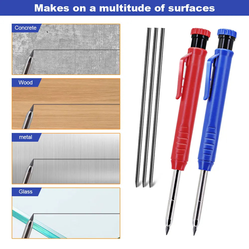 6Pcs Engineering Drawing Woodworking Marking Mechanical Pencils, 2.8mm Long Head Carpenter Pencil, Applicable Construction Works Beauty World Shop