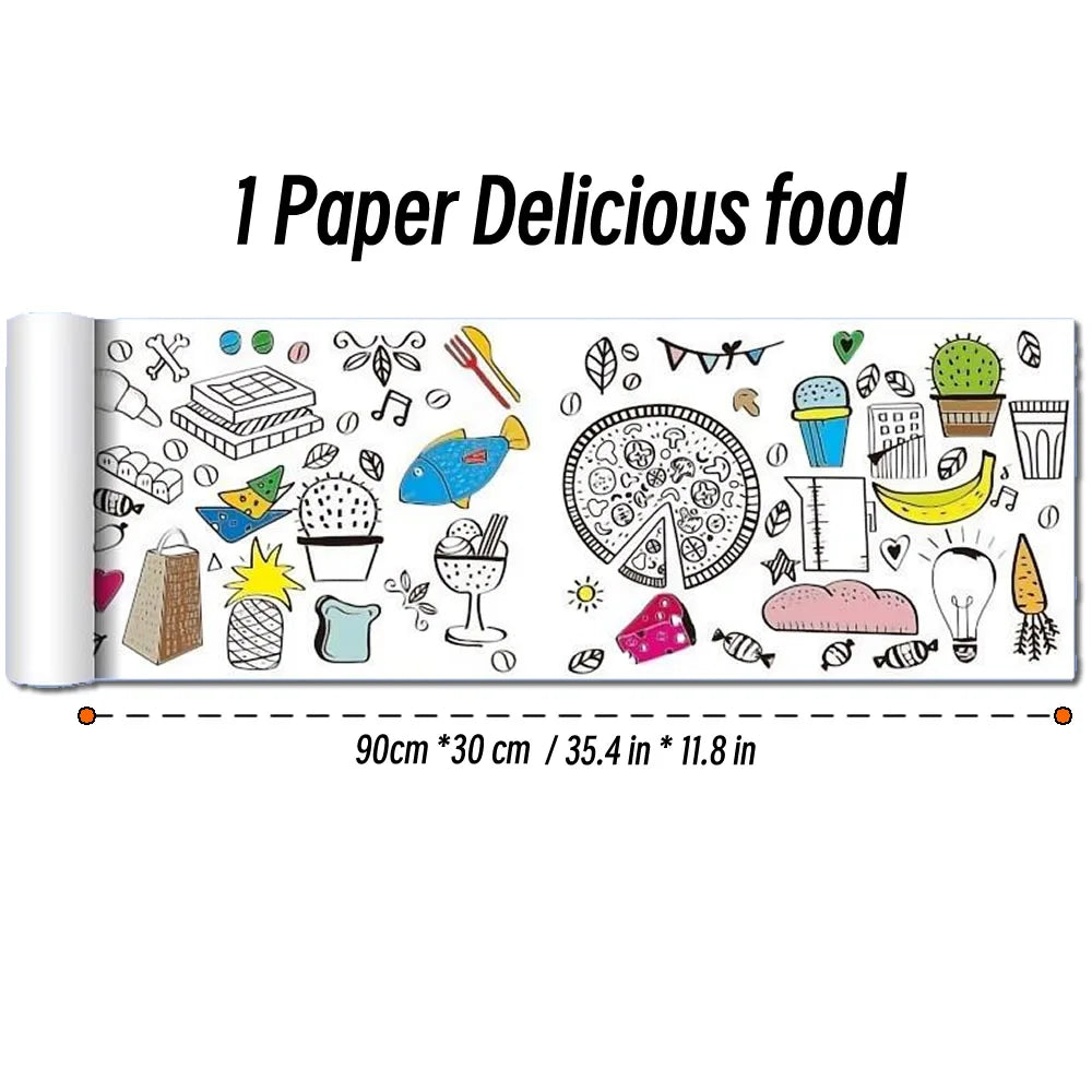 90cm Animal Canvas Children's Drawing Roll DIY Coloring Paper Roll Color Filling Graffiti Paper-cut Painting Educational School Beauty World Shop