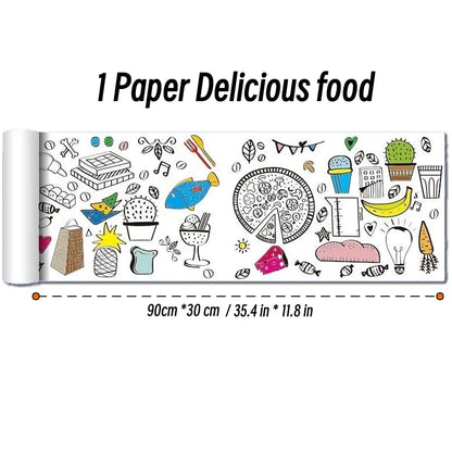 90cm Animal Canvas Children's Drawing Roll DIY Coloring Paper Roll Color Filling Graffiti Paper-cut Painting Educational School Beauty World Shop