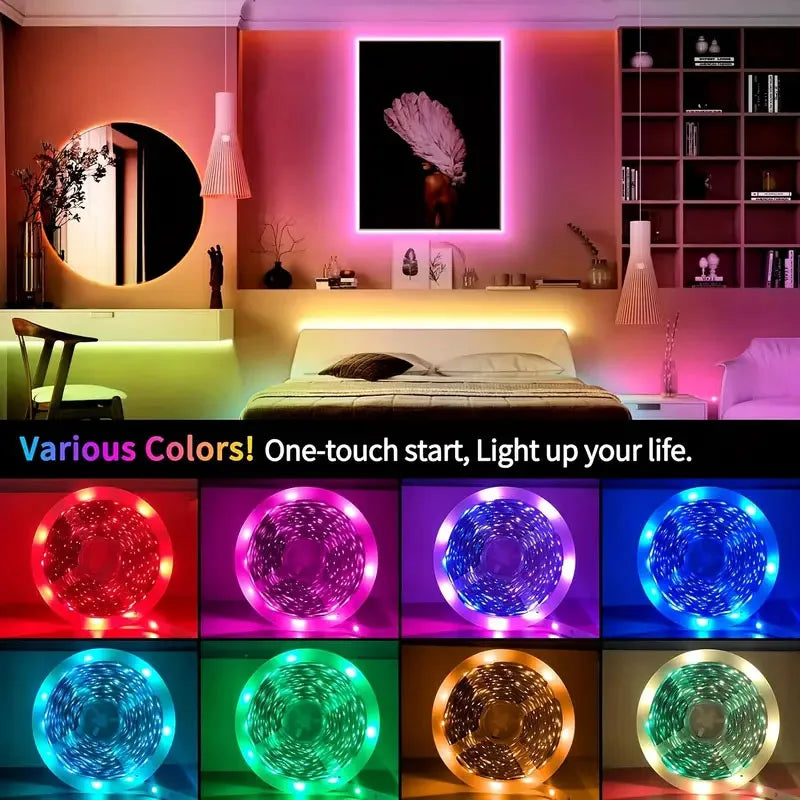 Bluetooth USB 5V RGB LED Strip Light 5050 Controller 5M Flexible Diode Lamp Tape Lights TV Background Lighting Desk Room Decor Beauty Fashion