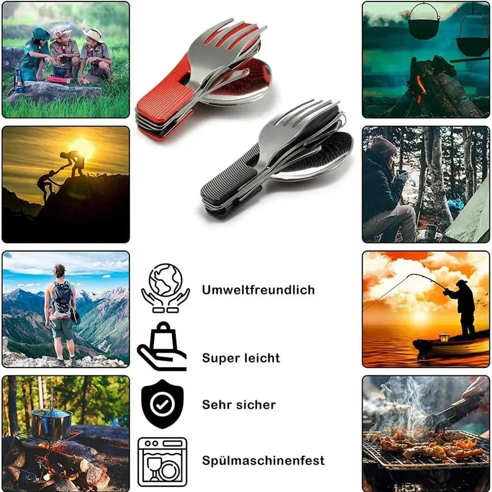 Foldable Camping Utensil Set - Multi-Functional Knife, Fork, Spoon Combo For Outdoor Activities And Sports Camping Picnic Travel Beauty World Shop