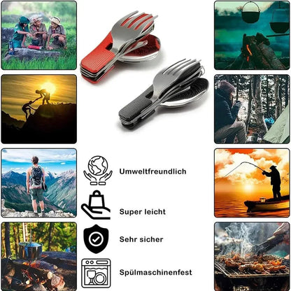 Foldable Camping Utensil Set - Multi-Functional Knife, Fork, Spoon Combo For Outdoor Activities And Sports Camping Picnic Travel Beauty World Shop