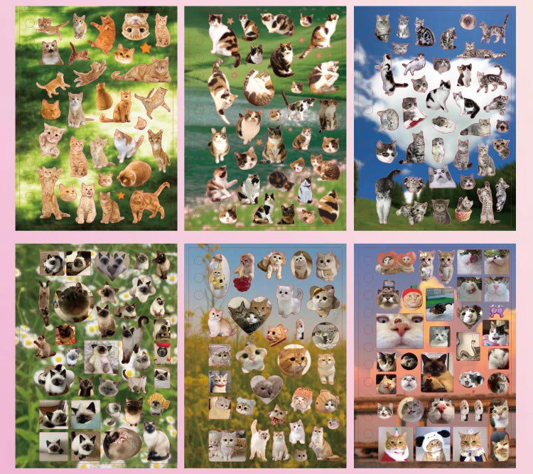 Cute Pets Theme Sticker Book 30 Sheets/Bag with Ring Binding for Scrapbooking DIY Collage Material Background Decoration Beauty World Shop