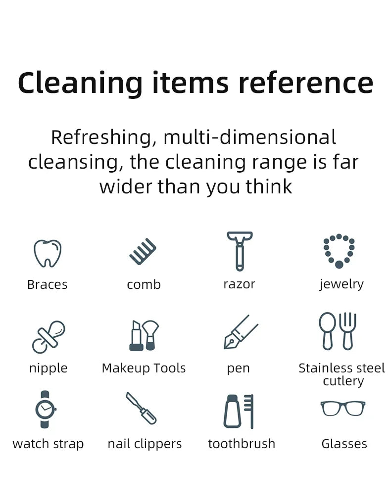 2026 Ultrasonic Glasses Cleaner 50KHz Contact Lens Cleaner Household Timer Jewelry Toothbrush Cleaner Brush Dentures New Beauty World Shop