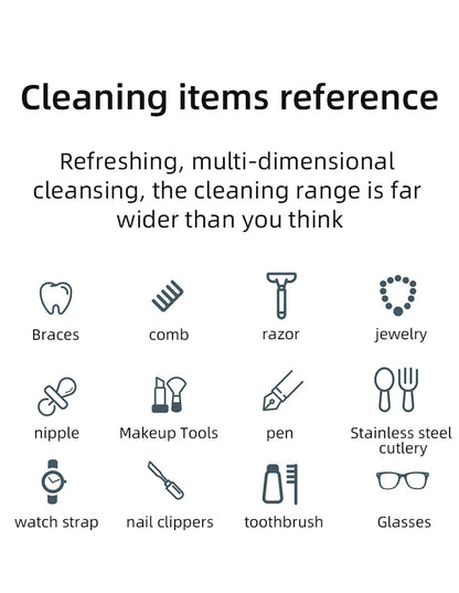 2026 Ultrasonic Glasses Cleaner 50KHz Contact Lens Cleaner Household Timer Jewelry Toothbrush Cleaner Brush Dentures New Beauty World Shop