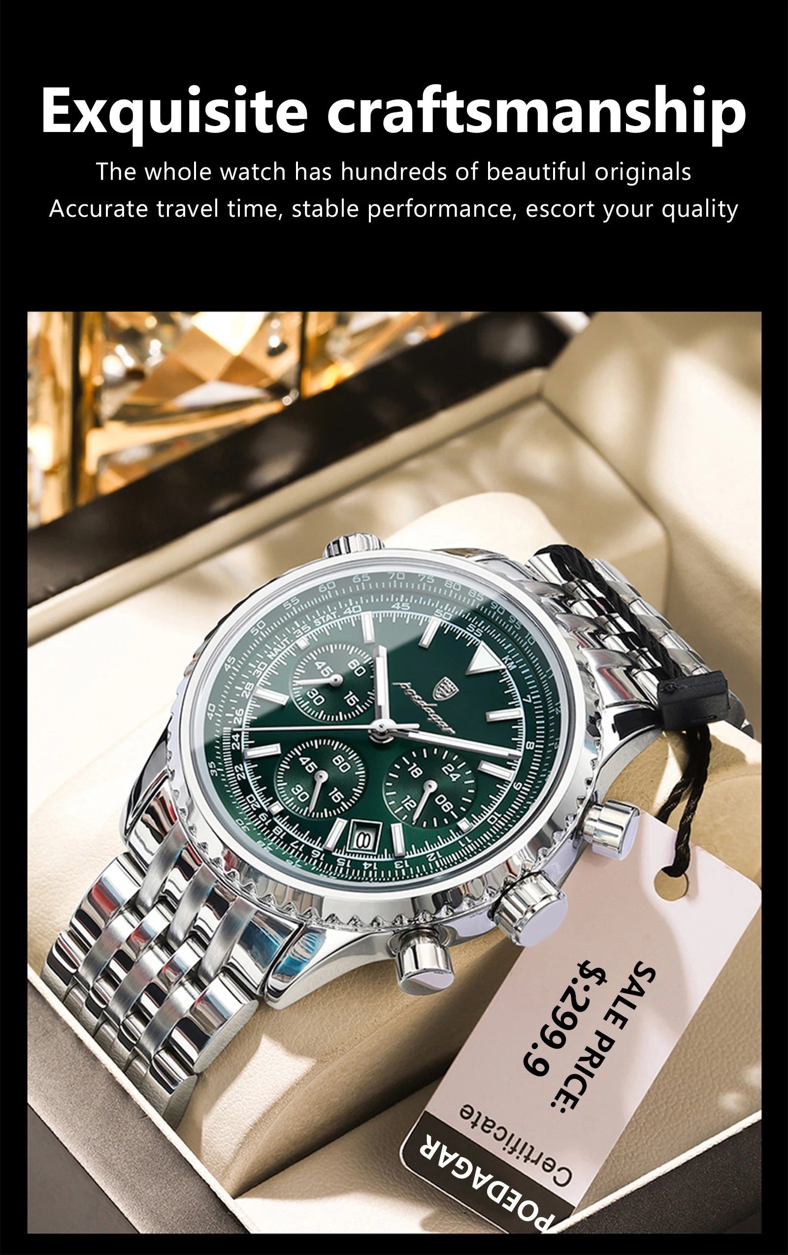 POEDAGAR Luxury Watches For Men Date Chronograph Stainless Steel Man Watch Waterproof Luminous Sport Military Men's Quartz Watch Beauty World Shop