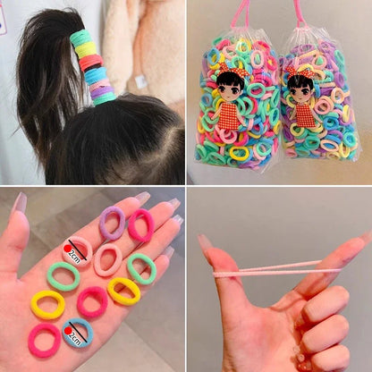 200PCS Women Girls Colorful Nylon Elastic Hair Bands Ponytail Hold Small Hair Tie Rubber Bands Scrunchie Hair Accessories Beauty World Shop