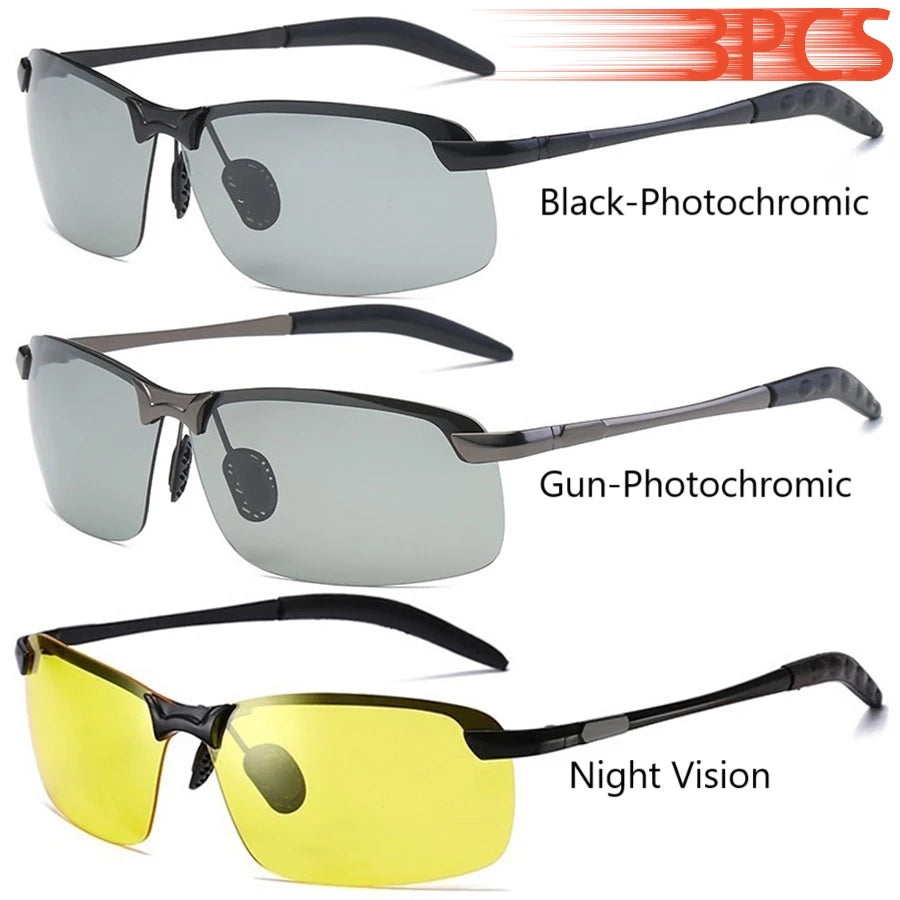 Men Photochromic Polarized Sunglasses Driving Fishing Chameleon Glasses Change Color Sun Glasses Day Night Vision UV400 Eyewear Beauty World Shop