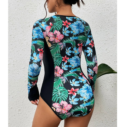 2026 Surfing Sport Swimsuit Long Sleeves Women One Piece Swimsuit  Swimwear Solid Monokini Bathing Suit Tropical Bodysuit Female Beauty World Shop