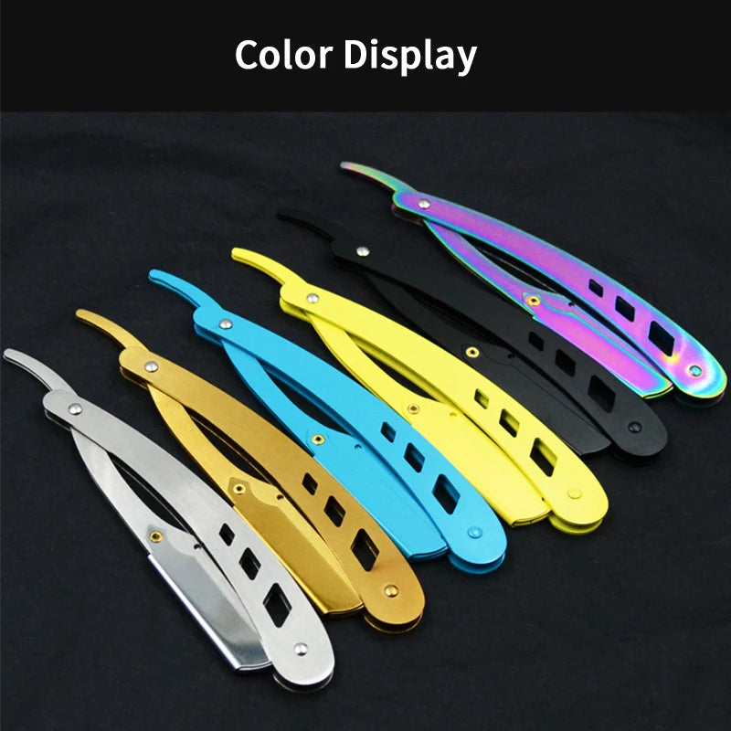 Men Shaving Barber Tools Hair Razor and Blades Antique Black Folding Shaving Knife Unisex Hair Removal (Without Blade) Beauty World Shop