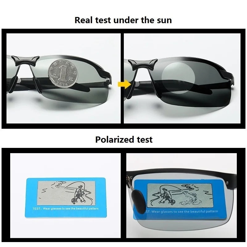 Men Photochromic Polarized Sunglasses Driving Fishing Chameleon Glasses Change Color Sun Glasses Day Night Vision UV400 Eyewear Beauty World Shop