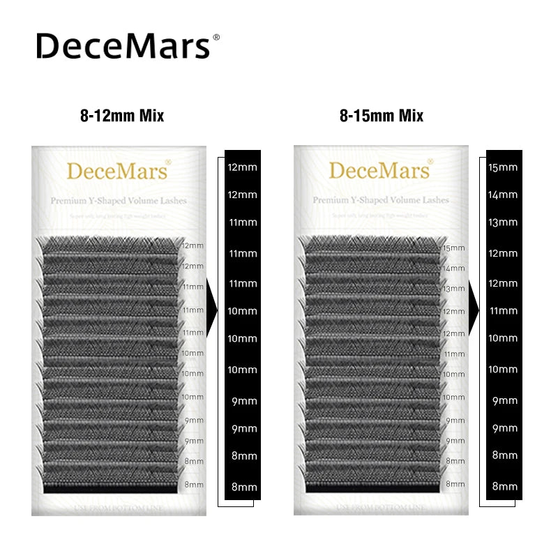 DeceMars YY Shape Black Brown Eyelashes Extensions Two Tip Lashes C/D Curl High Quality Idividual Beauty World Shop