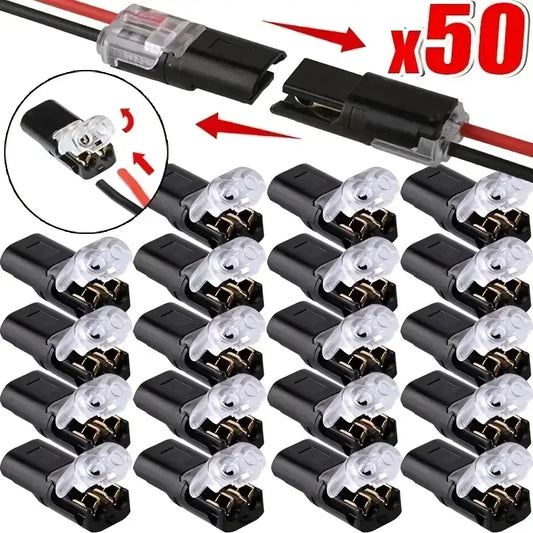 20/50/100 Pack of H2 2-Pin Pluggable Wire Connectors, Nylon-Insulated Copper Quick-Connect Terminal Blocks, Suitable for Low-Voltage Cables, No Power Mode Required, No Electronic Components Beauty World Shop