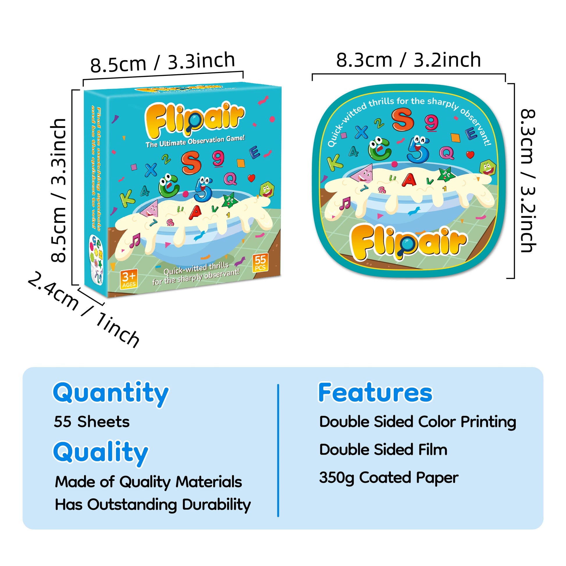 Flipair Number & Shape Matching Card Game, Fun Visual Perception Game for Family, School, Parties & Travel Beauty World Shop