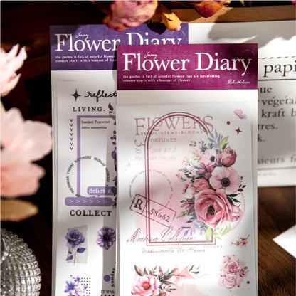 Journal GO 6pcs Flower Shadow Decorative Sticker Fresh Plant Flowers Collage Scrapbooking Label Diy Diary Journal Planner Label Beauty World Shop