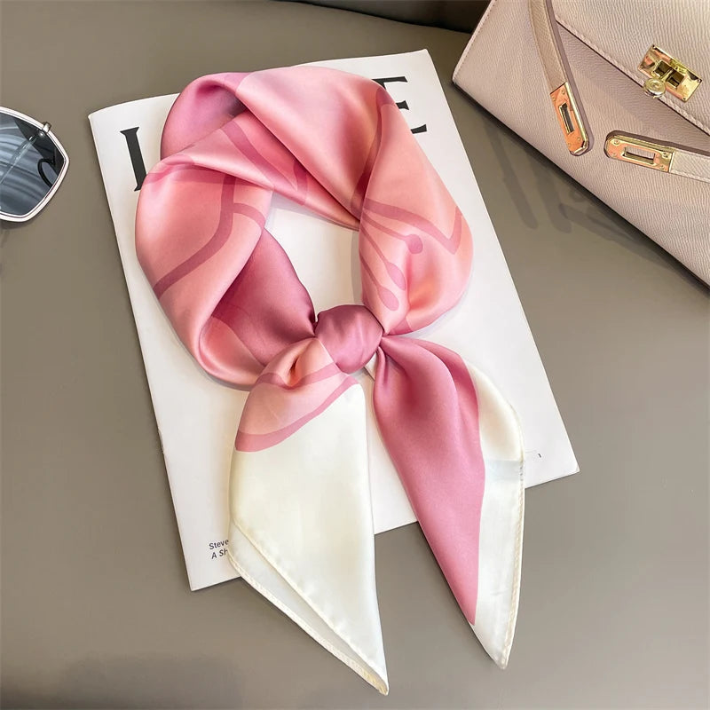60Colors Luxury Scarf Women 70*70Cm Silk Feel Square Hair Wrapping Foulard Satin Shawl Big Size Head Bandana Hijab Handkerchief Beauty World Shop