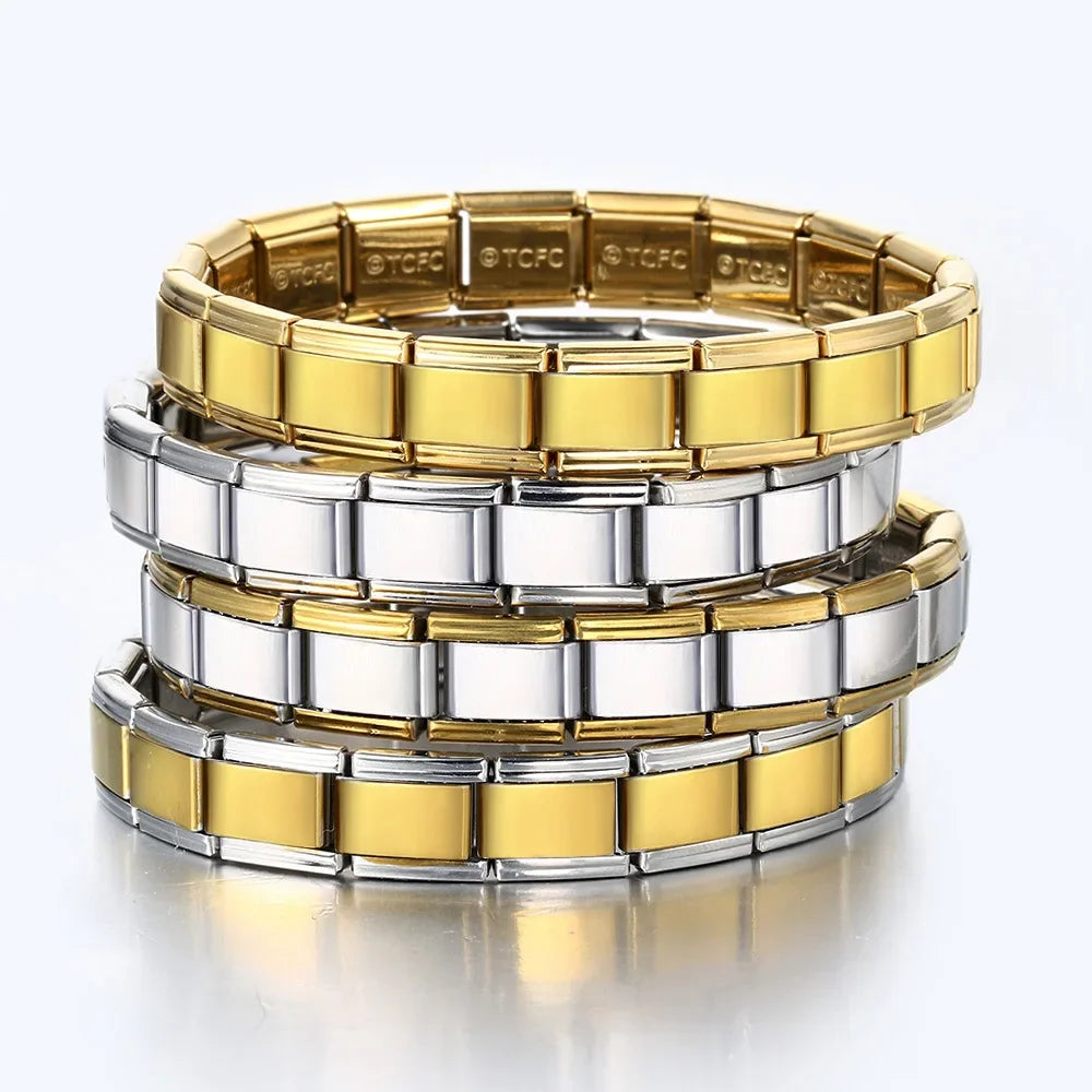 2024 New Popular Fashion Italian Module Charm Links Fit 9mm Bracelet Stainless Steel Links Jewelry Making Beauty World Shop