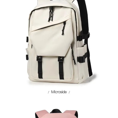 One 15 Inch Polyester Waterproof Solid Color Simple Men's Backpack Fashion Couple Student Computer Backpack Beauty World Shop
