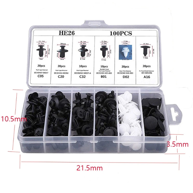 GM Rivet OPP Bag Or Box 6 Kinds of Auto Parts Quick Fastening Plastic Buckle 100 Pieces Mixed Beauty World Shop