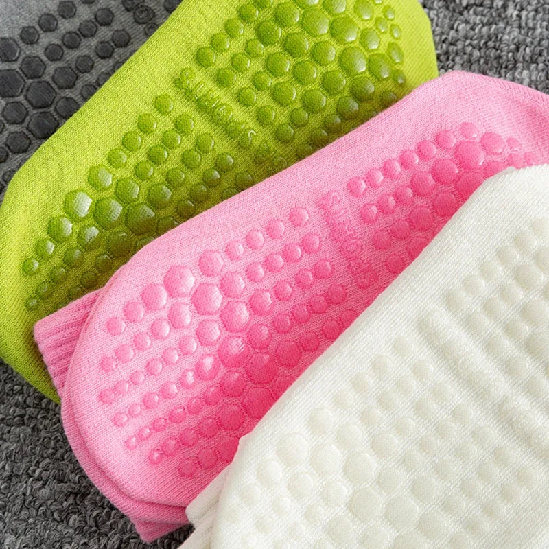 3 Pairs Cotton Yoga Socks For Women Solid Color Professional Non-slip Pilates Dance Gym Sports Breathable Fitness Floor Socks Beauty World Shop