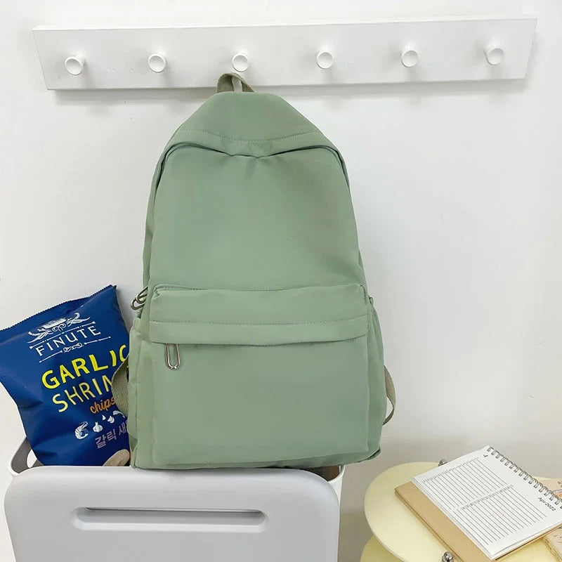 Lightweight Solid Color Backpack for High School Students Multifunctional Casual Bag School Travel Daily Use Simple Design Beauty World Shop
