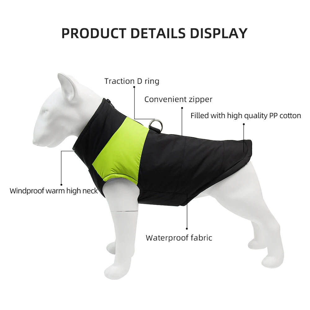 Pet Dog Jacket Warm Winter Clothes For Small Large Dogs Labrador Coat Windproof Waterproof Puppy Costume Vest With D-ring Pug Beauty World Shop