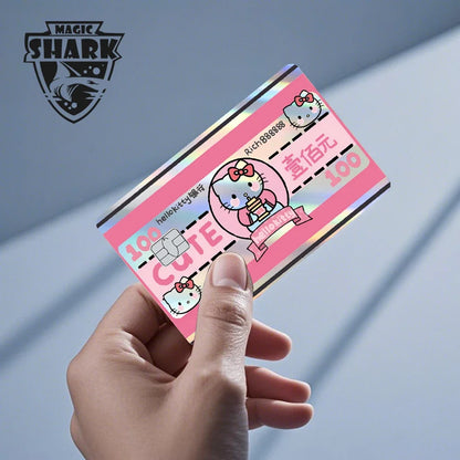 Hot Sale Hello Kitty Kuromi Holographic Laser Shinny Film Skin Cover Sticker for Debit Credit Card Bank Card Beauty World Shop