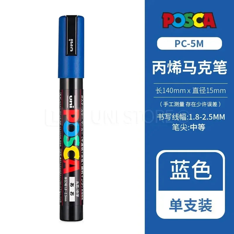 Uni Posca Full Marker PC-1M 3M 5M Multi-Colours Acrylic Permanente Rotulador Poster Graffiti Painting Pen For Fabric Rock Metal Beauty World Shop