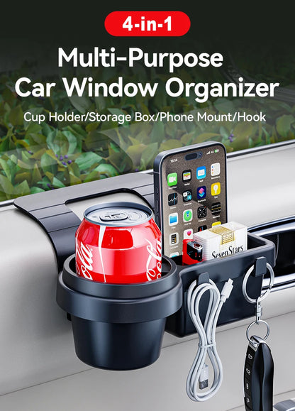 Car Cup Stand Phone Holder Mount Tray Side Door Window Storage Barrel Pocket Hanging Storage Rack with Auto Interior Accessories Beauty World Shop